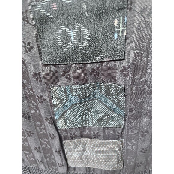 Yasuko Kurisaka Handwoven Art To Wear Dress Maxi Black Textured Patchwork S/M - Picture 3 of 6